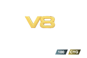 Gold emblem (aerodynamic volume displacement mark V8)