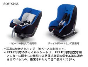 Child seat (NEO G−CHILD ISO tether)/seat base (NEO ISO base)