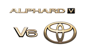 Gold emblem (the Toyota symbol [for rear]) (car name logograph [for rear]) (aerodynamic volume displacement mark [V6])